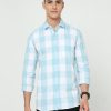 Shirts Classic Polo | Classic Polo Mens Cotton Full Sleeve Checked Slim Fit Polo Neck Blue Color Woven Shirt | So1-132 A-Fs-Chk