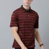 T-Shirts Classic Polo | Classic Polo Men'S Cotton Half Sleeve Striped Authentic Fit Polo Neck Brown Color T-Shirt | Ultimo - 305 B