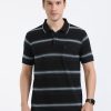 T-Shirts Classic Polo | Classic Polo Mens Cotton Half Sleeves Striped Slim Fit Polo Neck Black Color T-Shirt | Adore - 209 B Sf P