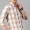 Shirts Classic Polo | Classic Polo Men'S Cotton Full Sleeve Checked Slim Fit Polo Neck Brown Color Woven Shirt | So1-126 A