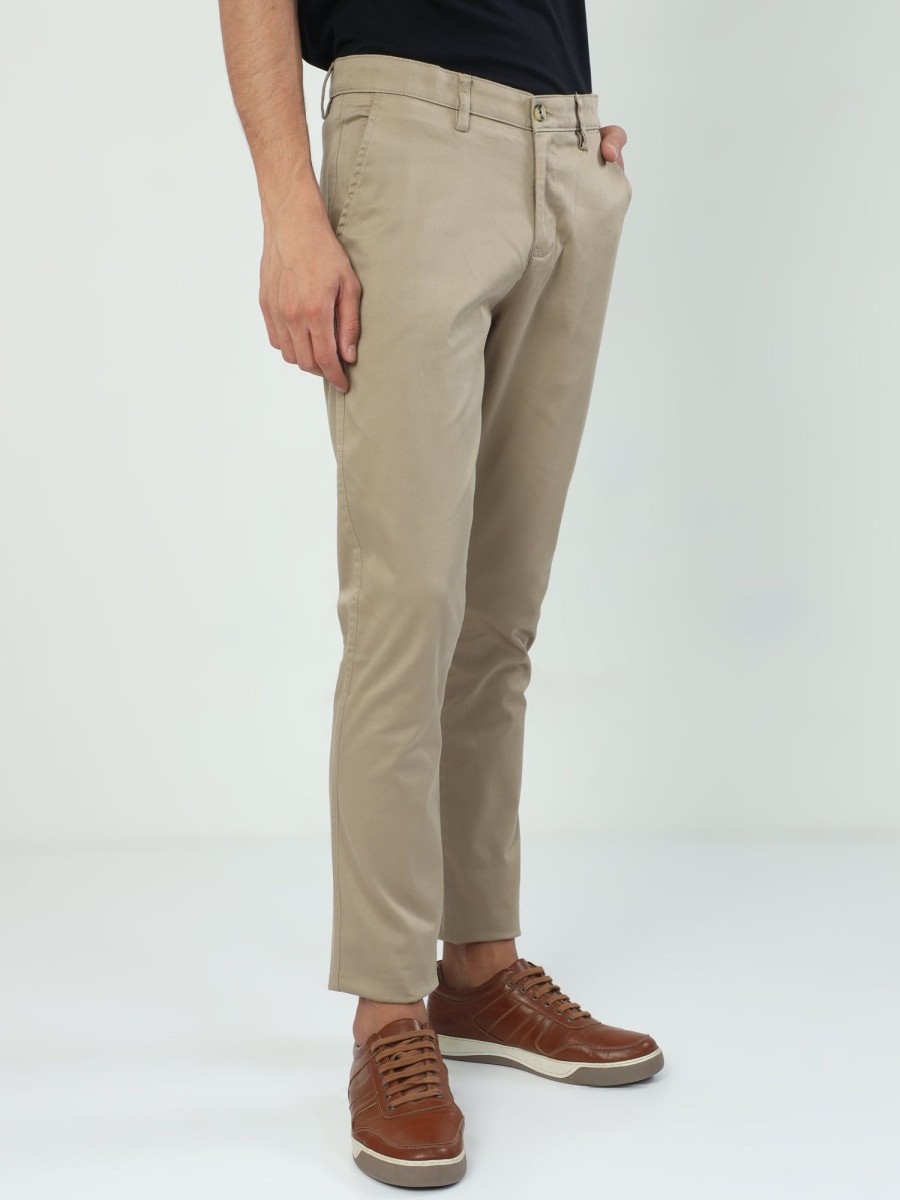 Trousers Classic Polo | Classic Polo Men'S Moderate Fit Cotton Trousers | Cr-Trs-Satin-Khaki Mf Ly