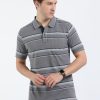 T-Shirts Classic Polo | Classic Polo Mens Cotton Half Sleeves Striped Slim Fit Polo Neck Grey Color T-Shirt | Adore - 207 A Sf P