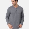 T-Shirts Classic Polo | Classic Polo Mens Cotton Solid Slim Fit Full Sleeve Round Neck Grey Color T-Shirt | Verno 309C