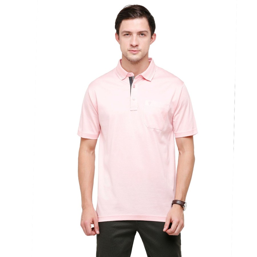 T-Shirts Classic Polo | Classic Polo Men'S Solid Polo Neck Authentic Fit 100% Cotton T-Shirt | Sedos - Crystal Rose