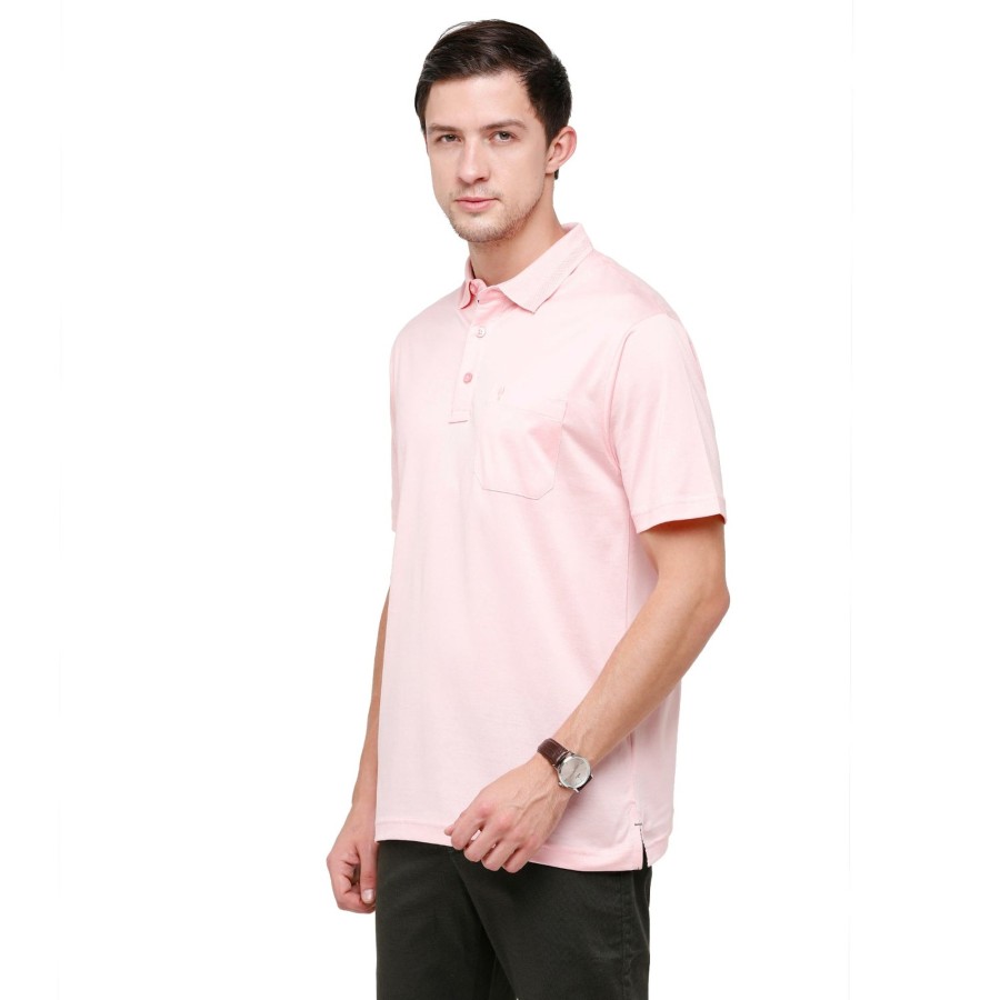 T-Shirts Classic Polo | Classic Polo Men'S Solid Polo Neck Authentic Fit 100% Cotton T-Shirt | Sedos - Crystal Rose