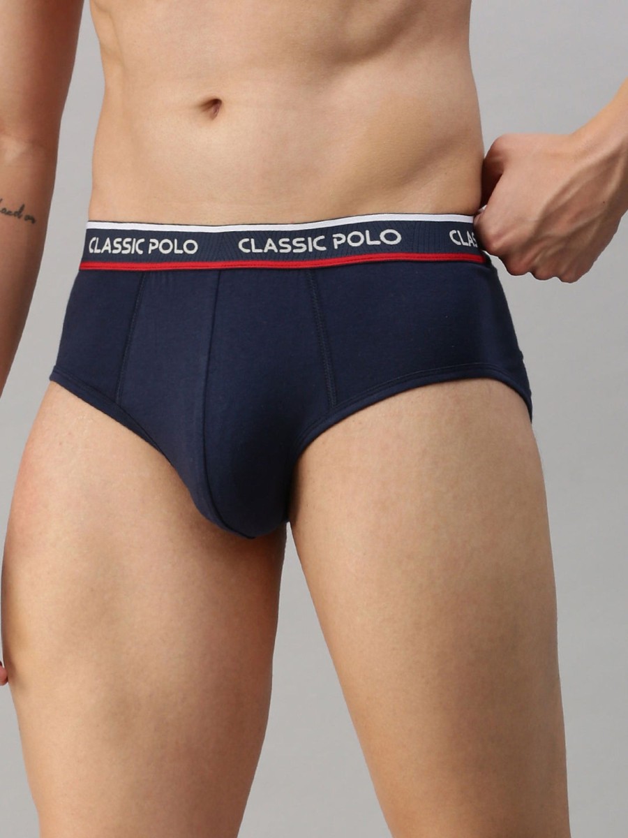 Innerwear Classic Polo | Classic Polo Men'S Modal Solid Briefs | Scarce - Blue & Red (Pack Of 2)