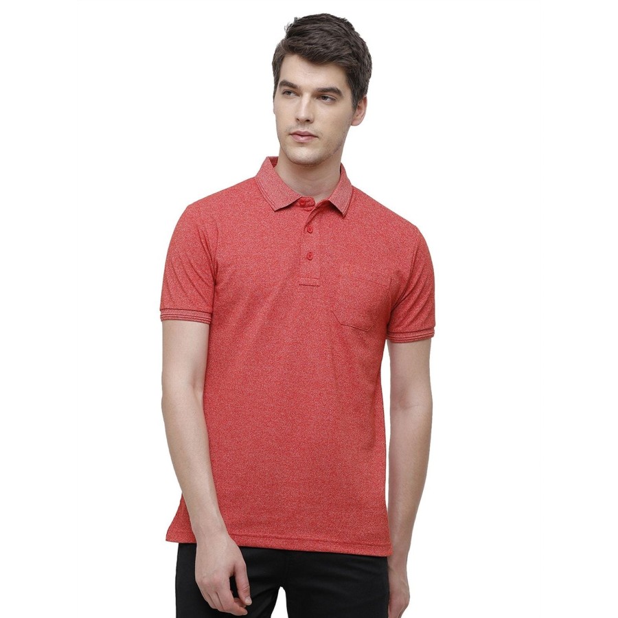 T-Shirts Classic Polo | Classic Polo Men'S Peach Trendy Grindle Polo Half Sleeve Slim Fit T-Shirt | Proten - Molten Lava