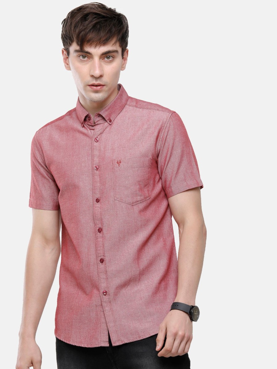 Shirts Classic Polo | Classic Polo Men'S Cotton Maroon Solid Half Sleeve Shirt - Enzo-Maroon-Mf-Hs