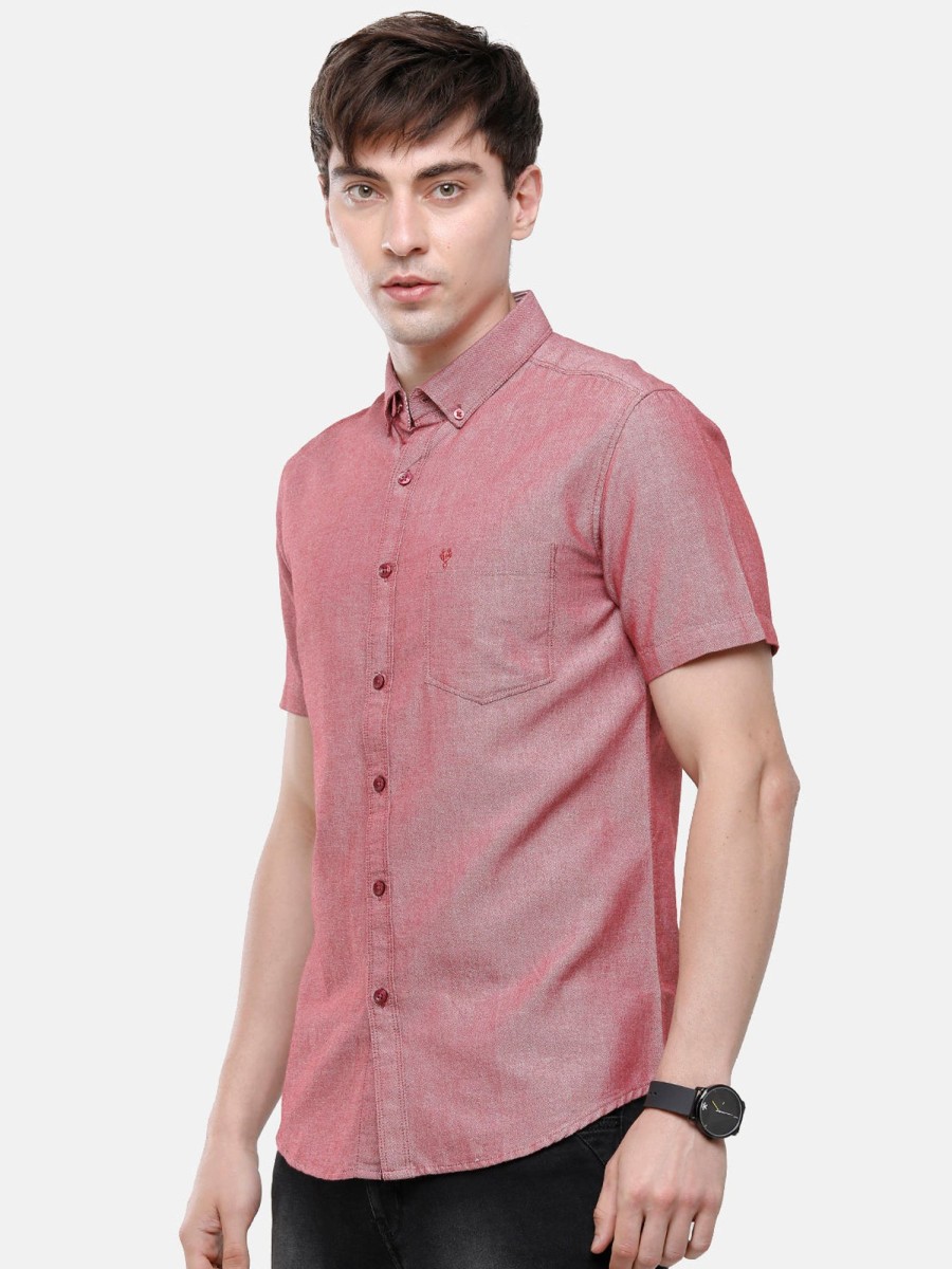 Shirts Classic Polo | Classic Polo Men'S Cotton Maroon Solid Half Sleeve Shirt - Enzo-Maroon-Mf-Hs