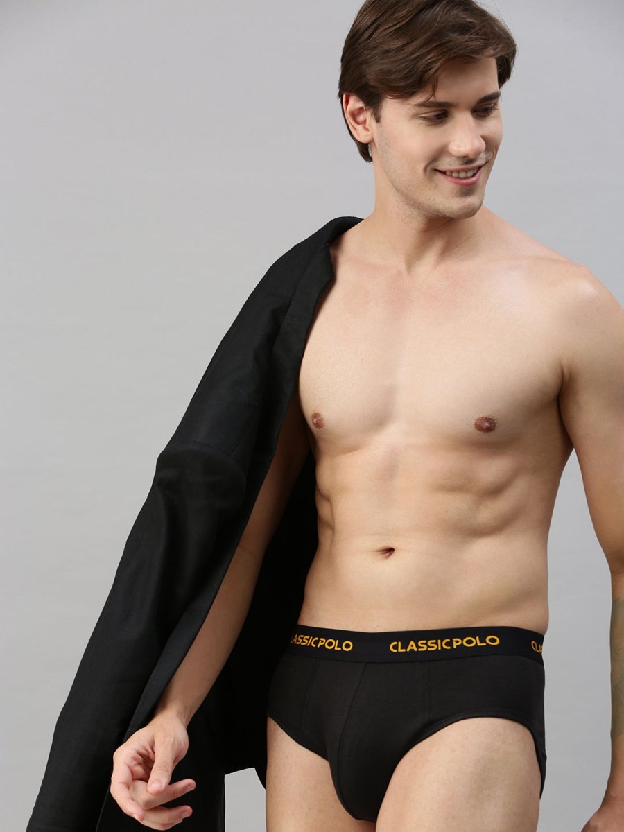 Innerwear Classic Polo | Classic Polo Men'S Modal Solid Brief | Scarce - Black