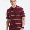 T-Shirts Classic Polo | Classic Polo Mens Cotton Half Sleeves Striped Slim Fit Polo Neck Brown Color T-Shirt | Adore - 209 A Sf P