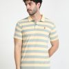 T-Shirts Classic Polo | Classic Polo Mens Cotton Half Sleeves Striped Slim Fit Polo Neck Cream Color T-Shirt | Cpeg - 308 B Sf P