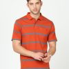 T-Shirts Classic Polo | Classic Polo Mens Cotton Half Sleeves Striped Authentic Fit Polo Neck Red Color T-Shirt | Avon - 539 B Af P