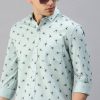 Shirts Classic Polo | Classic Polo Men'S Cotton Full Sleeve Printed Slim Fit Polo Neck Light Blue Color Woven Shirt | So1-13 B