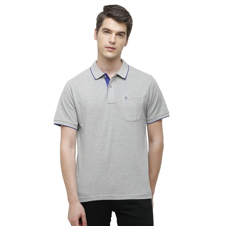 T-Shirts Classic Polo | Classic Polo Men'S Smart Double Pique Polo Half Sleeve Authentic Fit T-Shirt | Nova - Grey Melange