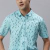 Shirts Classic Polo | Classic Polo Men'S Cotton Half Sleeve Printed Slim Fit Polo Neck Light Blue Color Woven Shirt | So1-150 B