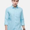 Shirts Classic Polo | Classic Polo Mens Blue Linen Cotton Woven Shirt - Porsh Blue Fs