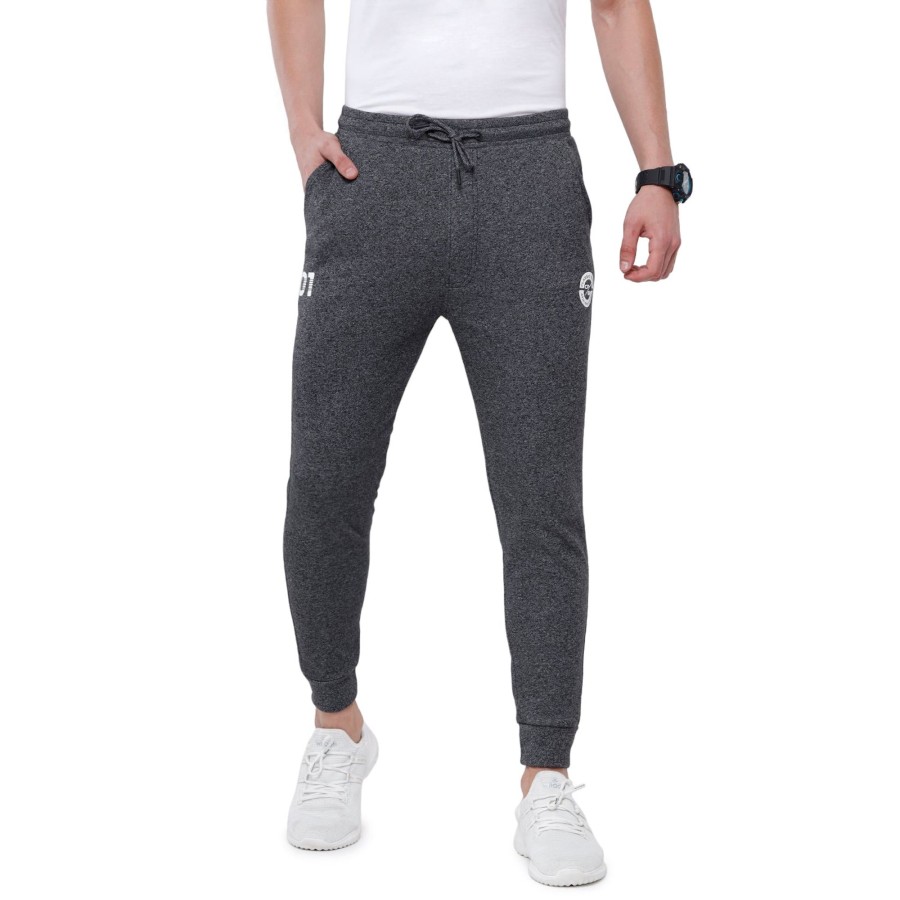 Lounge Wears Classic Polo | Classic Polo Men'S Black Solid Melange Slim Fit Sporty Jogger Pant - Gioz-04 C