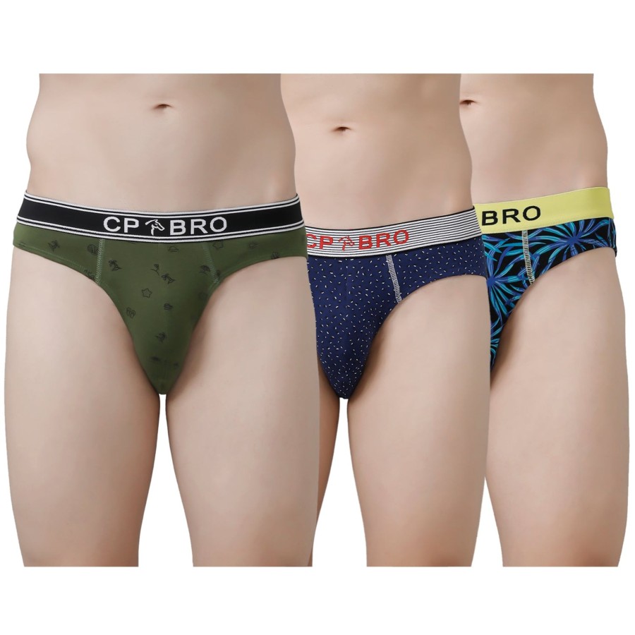 Innerwear CP BRO | Cp Bro Men'S Printed Briefs With Exposed Waistband Value Pack - Multicolor (Pack Of 3)