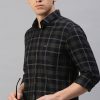 Shirts Classic Polo | Classic Polo Men'S Cotton Full Sleeve Checked Slim Fit Polo Neck Black Color Woven Shirt | So1-06 B