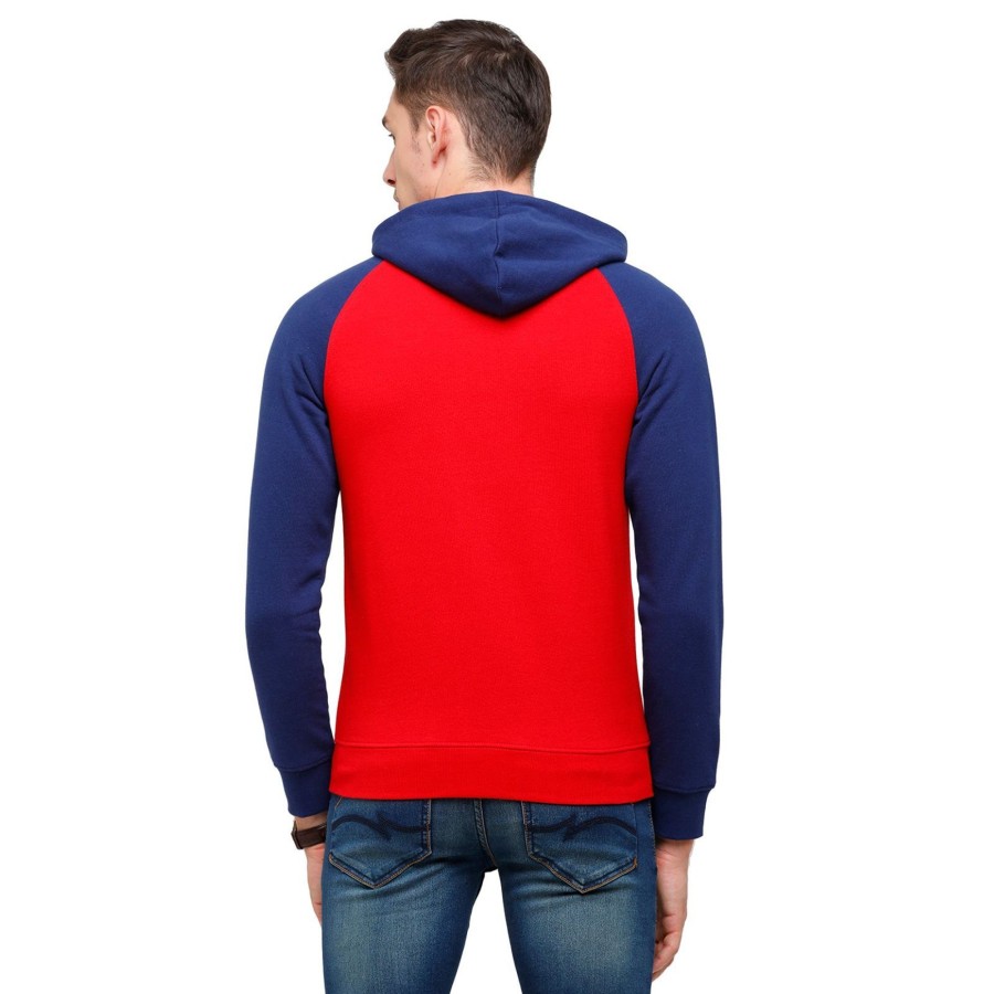 T-Shirts Classic Polo | Classic Polo Men'S Printed Full Sleeve Red & Blue Hood Sweat Shirt - Cpss-327A