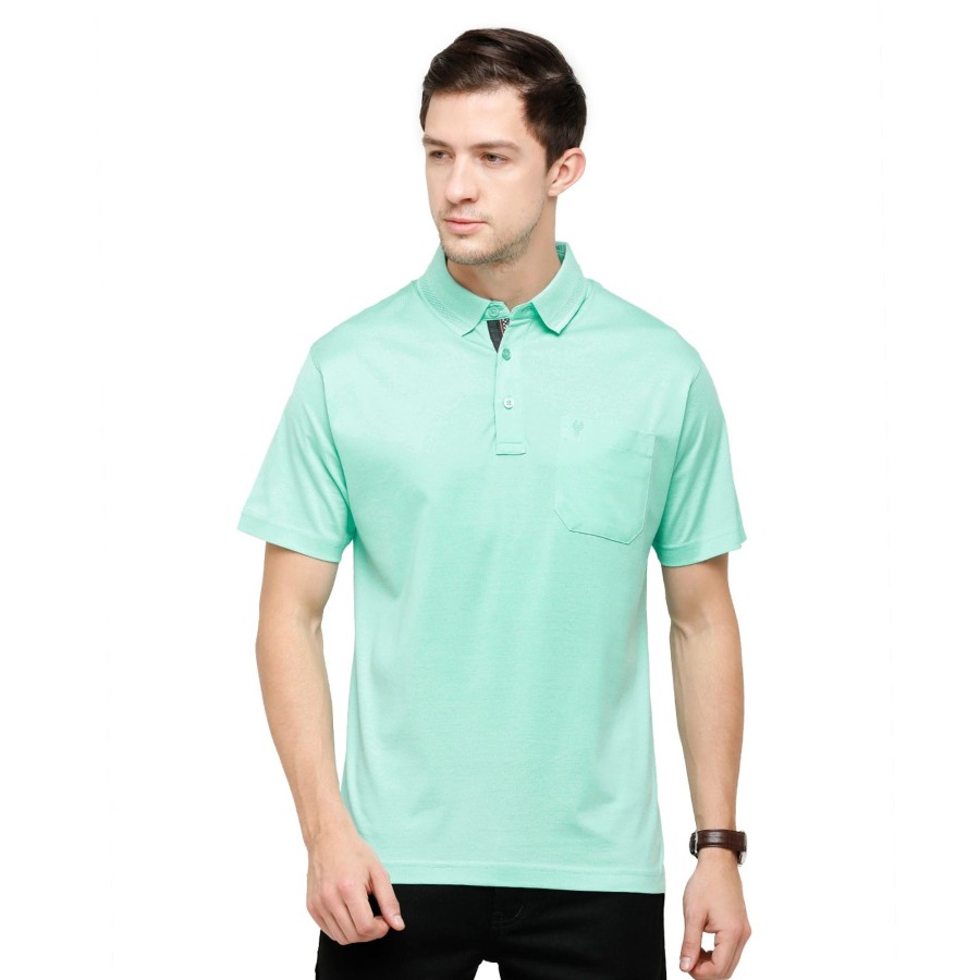 T-Shirts Classic Polo | Classic Polo Men'S Solid Polo Neck Authentic Fit 100% Cotton T-Shirt | Sedos - Green Aqua