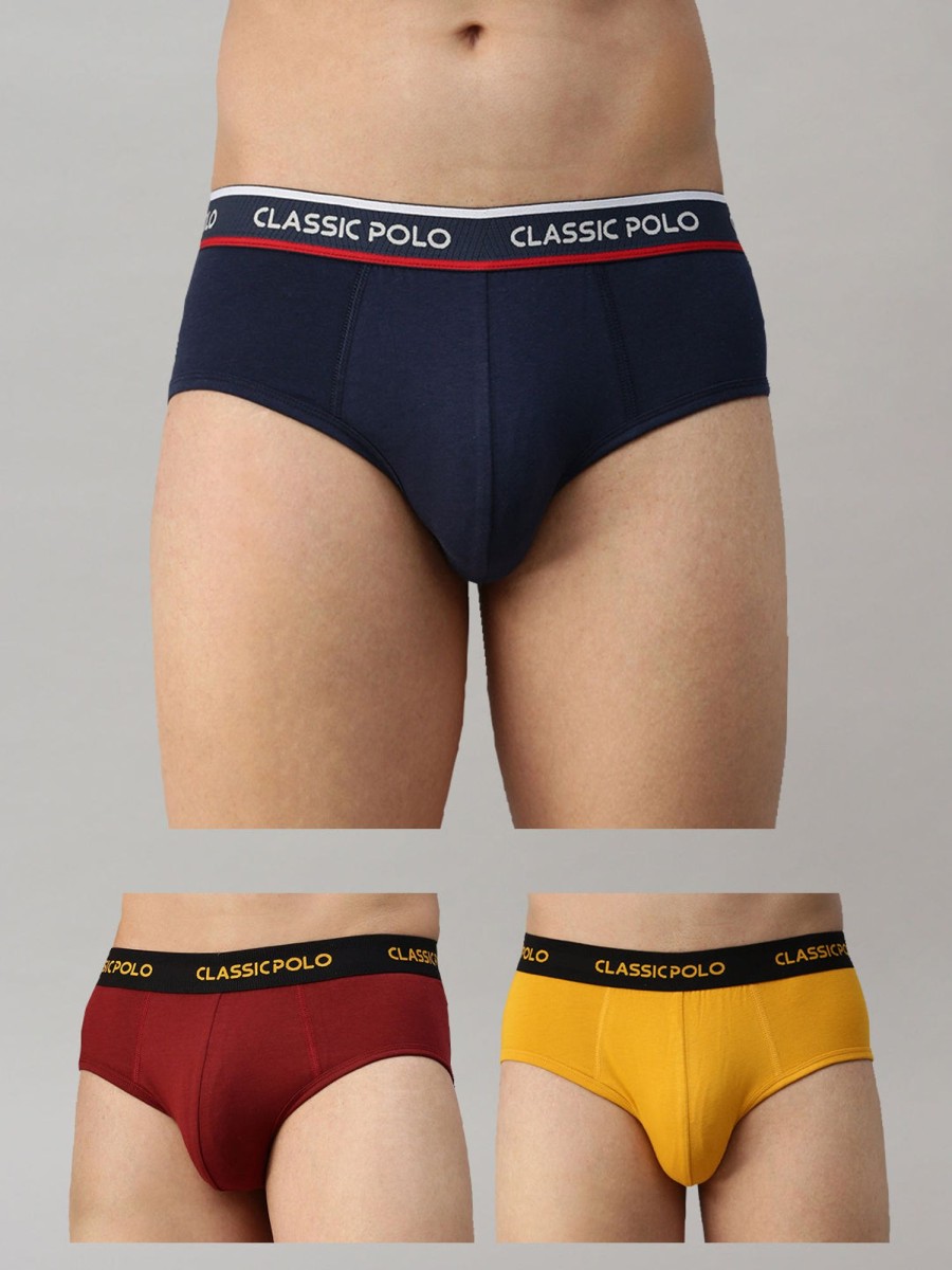 Innerwear Classic Polo | Classic Polo Men'S Modal Solid Briefs | Scarce - Multicolor (Pack Of 3)