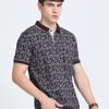 T-Shirts Classic Polo | Classic Polo Mens Pure Cotton Half Sleeves Floral Slim Fit Polo Neck Black Color T-Shirt | Beau - 219 B Sf P