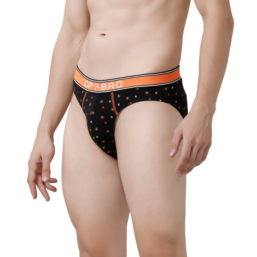 Innerwear CP BRO | Cp Bro Men'S Printed Briefs With Exposed Waistband Value Pack - Black Dot & Navy Dot (Pack Of 2)