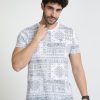 T-Shirts Classic Polo | Classic Polo Mens Cotton Half Sleeves Floral Slim Fit Crew Neck White Color T-Shirt | Brcn - 554 A Sf C