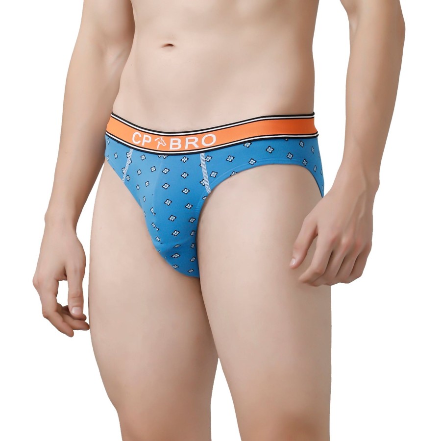 Innerwear CP BRO | Cp Bro Men'S Printed Briefs With Exposed Waistband Value Pack - Blue & Navy Dot (Pack Of 2)