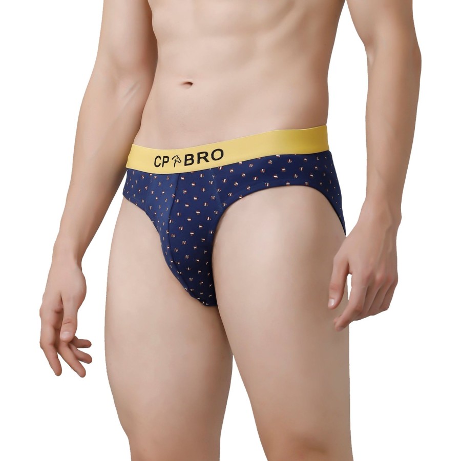 Innerwear CP BRO | Cp Bro Men'S Printed Briefs With Exposed Waistband Value Pack - Multicolor (Pack Of 3)