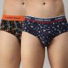 Innerwear Classic Polo | Classic Polo Men'S Modal Printed Briefs | Scarce - Black & Blue (Pack Of 2)