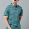 T-Shirts Classic Polo | Classic Polo Men'S Cotton Half Sleeve Striped Authentic Fit Polo Neck Green Color T-Shirt | Ap - 82 B