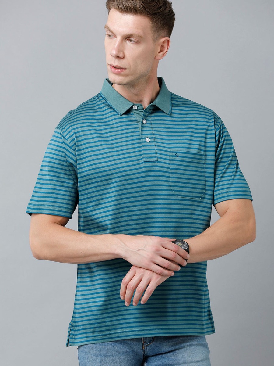 T-Shirts Classic Polo | Classic Polo Men'S Cotton Half Sleeve Striped Authentic Fit Polo Neck Blue Color T-Shirt | Ultimo - 317 A