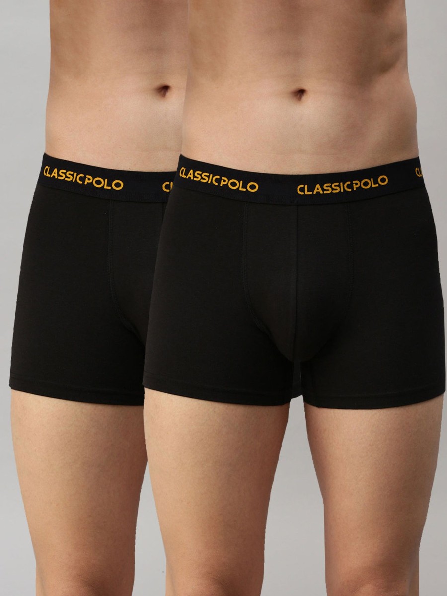 Innerwear Classic Polo | Classic Polo Men'S Modal Solid Trunks | Glance - Black (Pack Of 2)