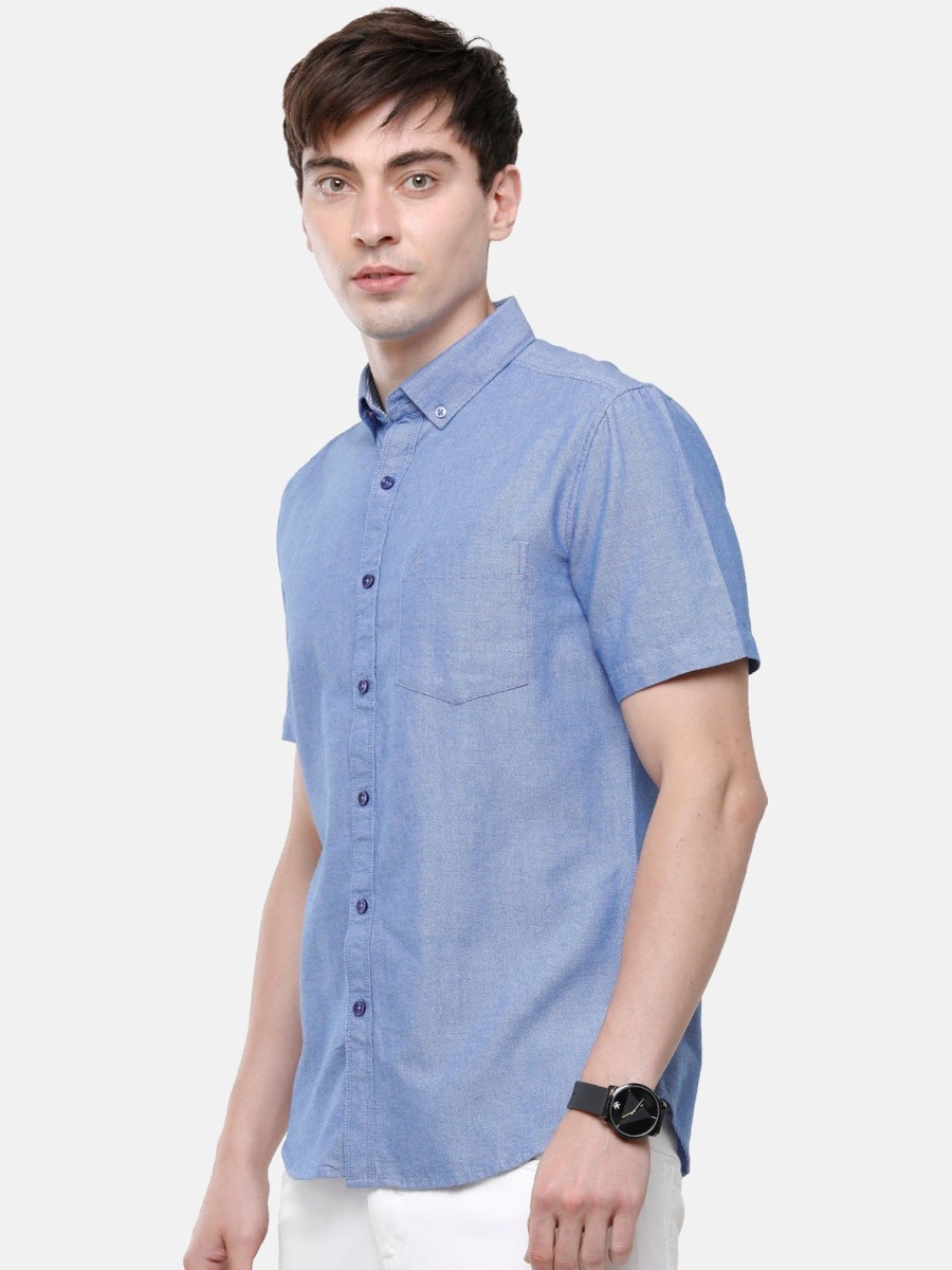 Shirts Classic Polo | Classic Polo Men'S Cotton Royal Blue Solid Half Sleeve Shirt - Enzo-R.Blue-Mf-Hs