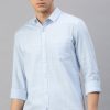 Shirts CP BRO | Cp Bro Men'S Cotton Full Sleeve Checked Slim Fit Polo Neck Light Blue Color Woven Shirt | Sbo1-43 A