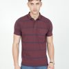 T-Shirts Classic Polo | Classic Polo Mens Casual Burgundy Striped Cotton T-Shirt | F-Avon - 110 A Af P