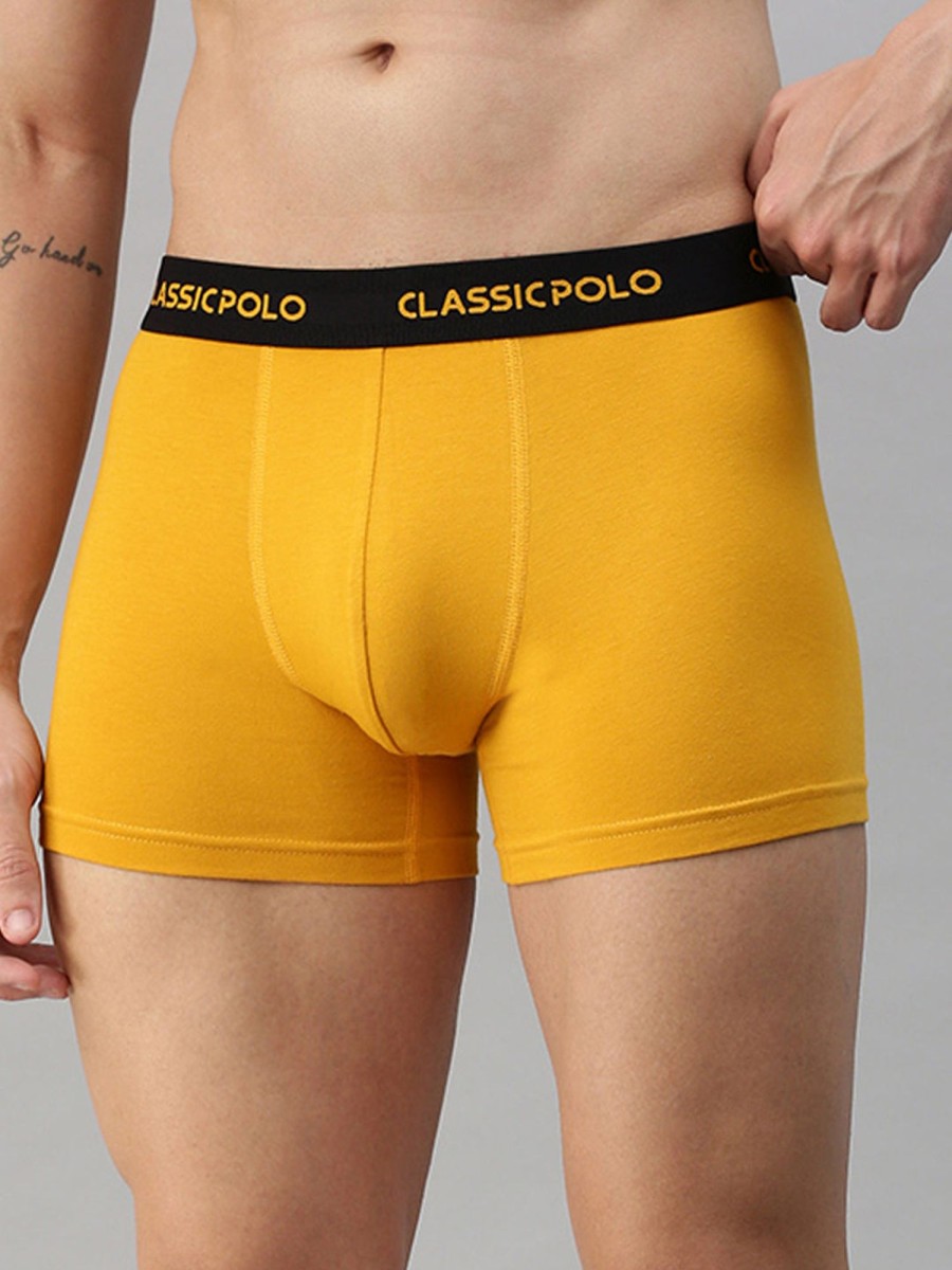 Innerwear Classic Polo | Classic Polo Men'S Modal Solid Trunks | Glance - Yellow & Grey (Pack Of 2)