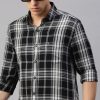 Shirts Classic Polo | Classic Polo Men'S Cotton Full Sleeve Checked Slim Fit Polo Neck Black Color Woven Shirt | So1-131 A