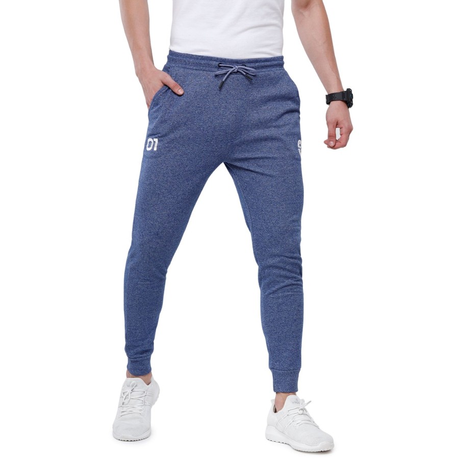 Lounge Wears Classic Polo | Classic Polo Men'S Blue Solid Melange Slim Fit Sport Jogger Pant - Gioz-04 A