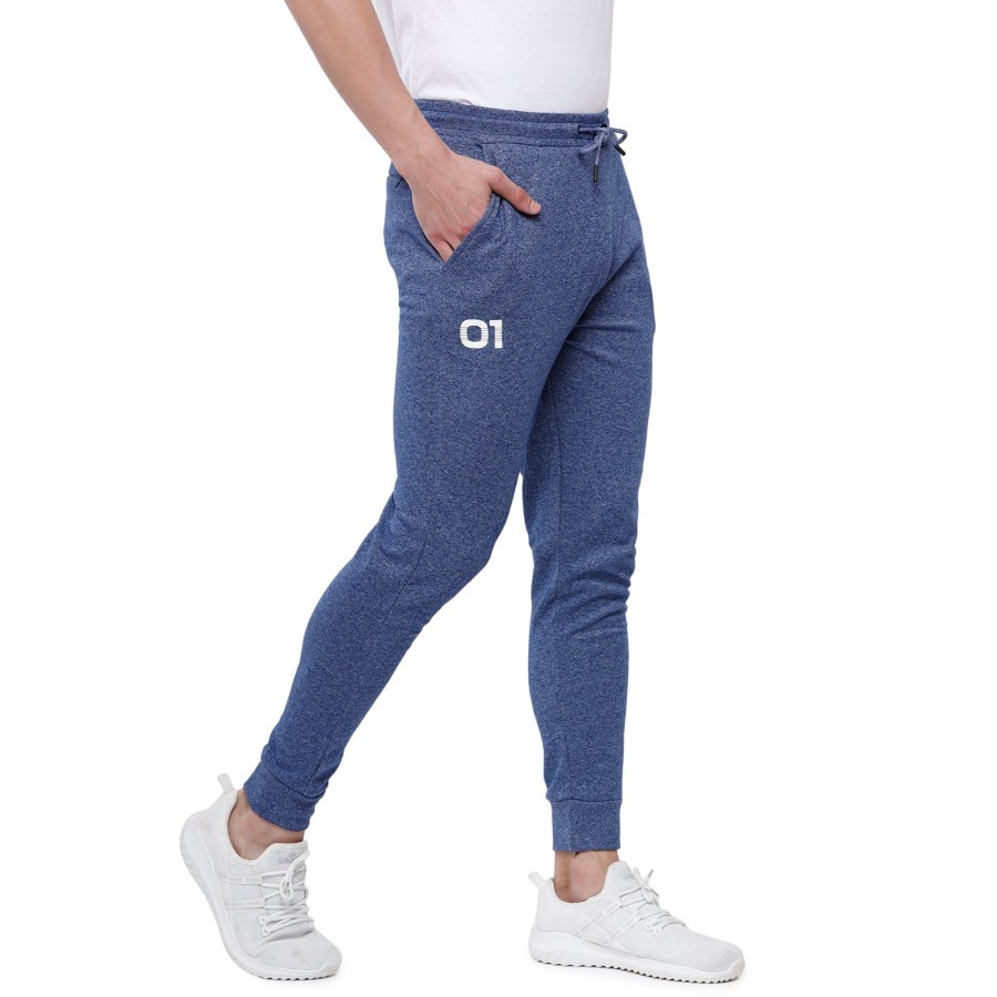 Lounge Wears Classic Polo | Classic Polo Men'S Blue Solid Melange Slim Fit Sport Jogger Pant - Gioz-04 A