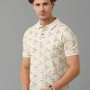 T-Shirts Classic Polo | Classic Polo Men'S Cotton Half Sleeve Printed Slim Fit Polo Neck Cream Color T-Shirt | Beau - 197 B