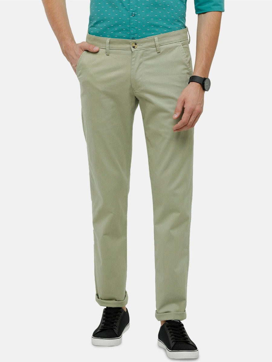 Trousers Classic Polo | Classic Polo Mens Solid Moderate Fit Green Trousers - Ares Lt.Pista