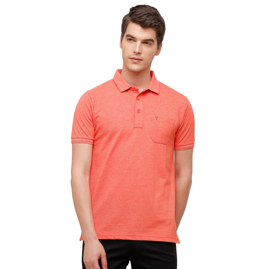 T-Shirts Classic Polo | Classic Polo Men'S Orange Trendy Grindle Polo Half Sleeve Slim Fit T-Shirt | Proten - Emberglow