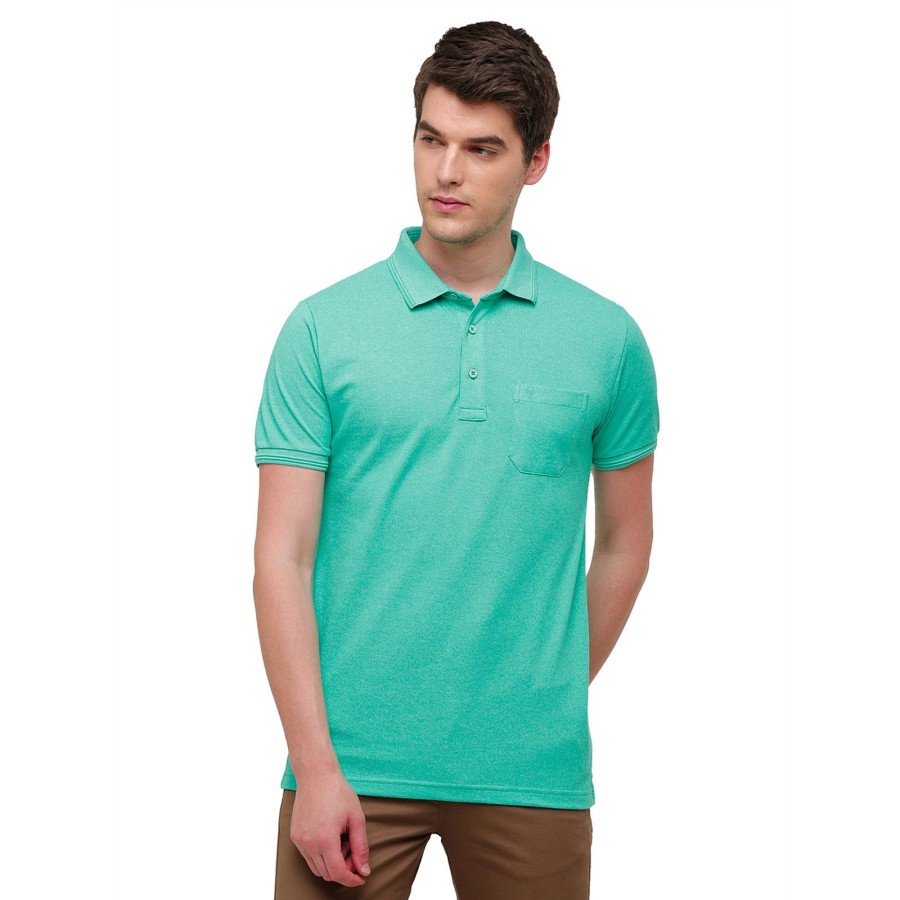 T-Shirts Classic Polo | Classic Polo Men'S Aqua Blue Trendy Grindle Polo Half Sleeve Slim Fit T-Shirt | Proten - Aqua