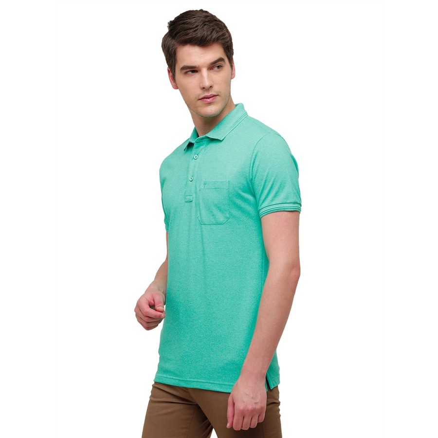 T-Shirts Classic Polo | Classic Polo Men'S Aqua Blue Trendy Grindle Polo Half Sleeve Slim Fit T-Shirt | Proten - Aqua