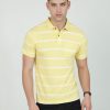 T-Shirts Classic Polo | Classic Polo Mens Casual Yellow Striped Cotton T-Shirt | F-Avon - 113 B Af P