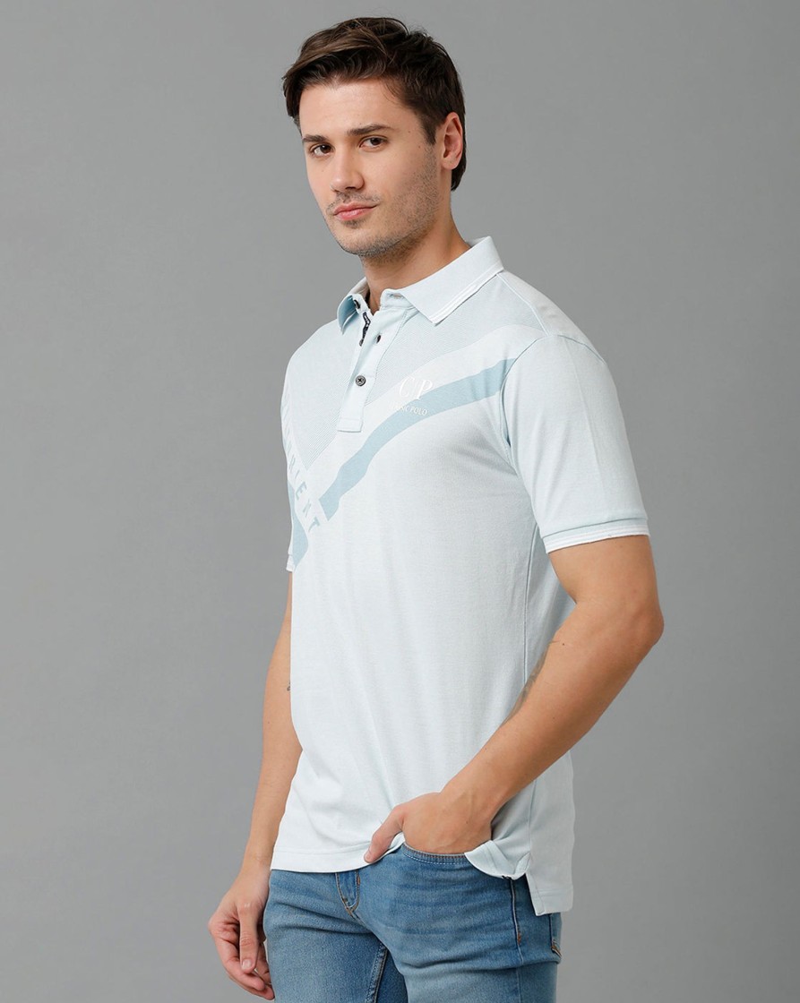 T-Shirts Classic Polo | Classic Polo Men'S Cotton Half Sleeve Printed Slim Fit Polo Neck White Color T-Shirt | Vivid Polo - 01 A